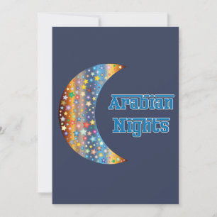 Invitación Diseño de estrella de luna creciente en las noches