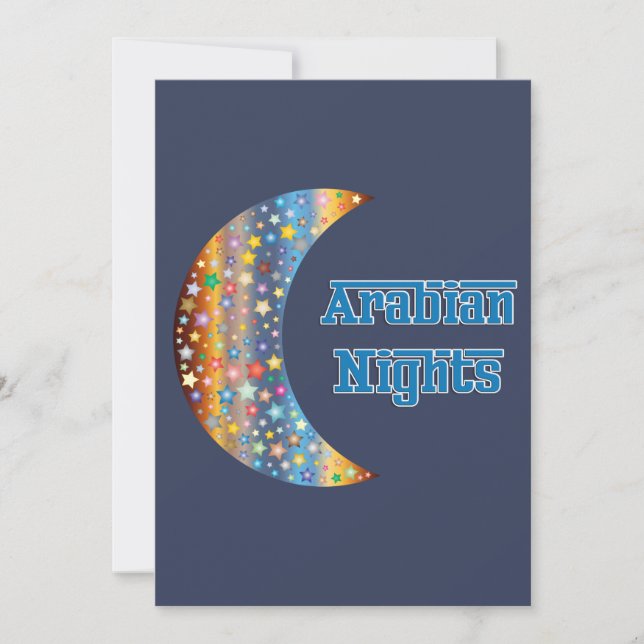 Invitación Diseño de estrella de luna creciente en las noches (Anverso)