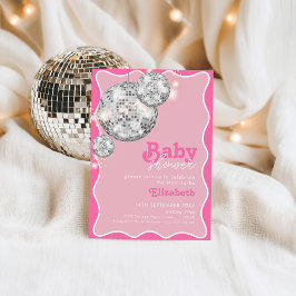 Invitación Diseño de Fiesta de Baby Shower de Pink Disco Ball