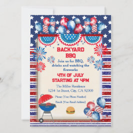 Invitación Diseño de fiesta de barbacoa del día de la Indepen