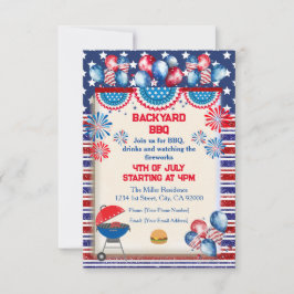 Invitación Diseño de fiesta de barbacoa del día de la Indepen