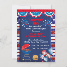 Invitación Diseño de fiesta de barbacoa del día de la Indepen