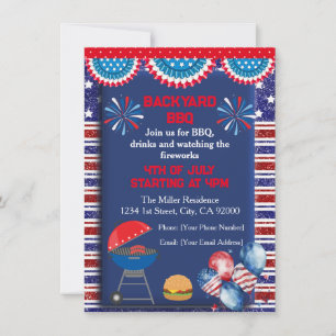 Invitación Diseño de fiesta de barbacoa del día de la Indepen