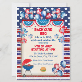 Invitación Diseño de fiesta de barbacoa del día de la Indepen