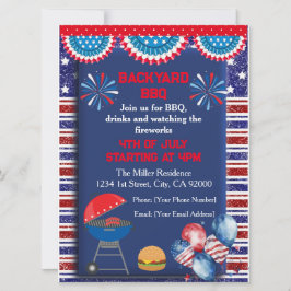 Invitación Diseño de fiesta de barbacoa del día de la Indepen