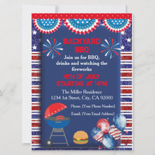 Invitación Diseño de fiesta de barbacoa del día de la Indepen