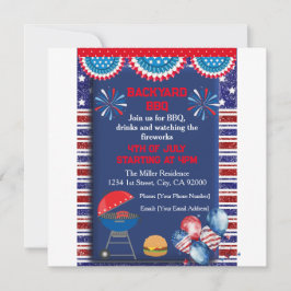Invitación Diseño de fiesta de barbacoa del día de la Indepen
