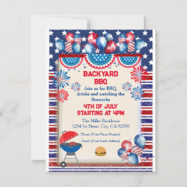 Invitación Diseño de fiesta de barbacoa del día de la Indepen