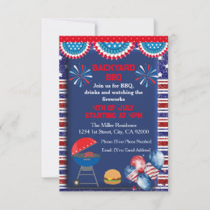 Invitación diseño de fiesta de BBQ del día de la Independenci