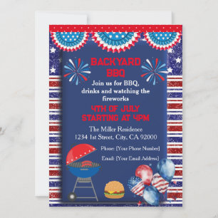 Invitación Diseño de fiesta de BBQ del día de la Independenci