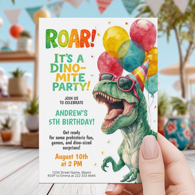 Invitación Diseño de fiesta de cumpleaños de dinosaurio color (Subido por el creador)