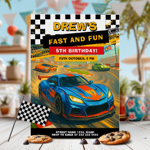 Invitación Diseño de fiesta de cumpleaños de Race Car