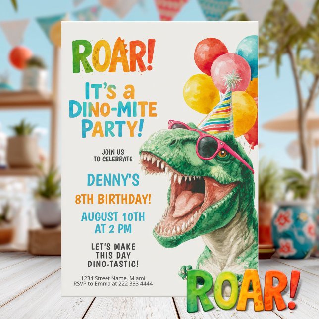 Invitación Diseño de fiesta de cumpleaños Dino-Mite (Subido por el creador)