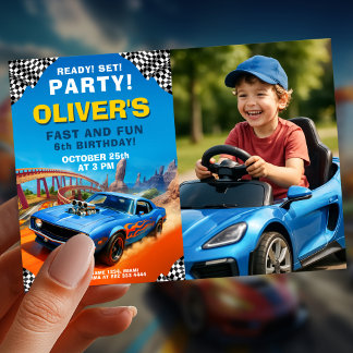 Invitación Diseño de fiesta de cumpleaños para niños de autos