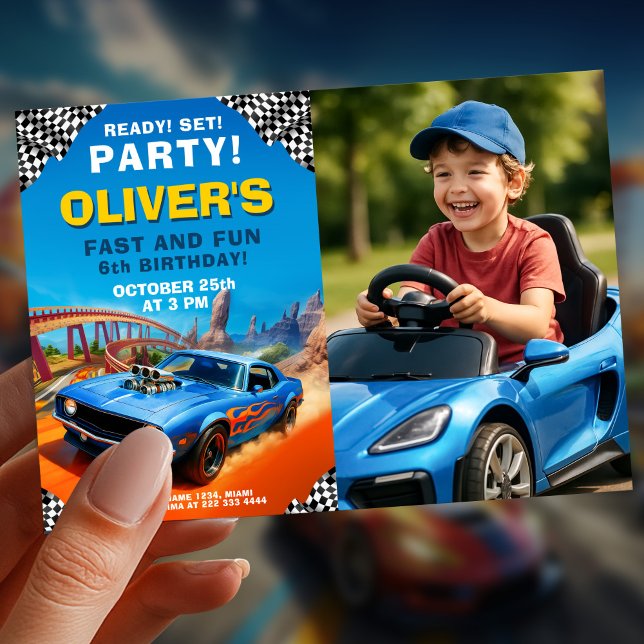 Invitación Diseño de fiesta de cumpleaños para niños de autos (Subido por el creador)