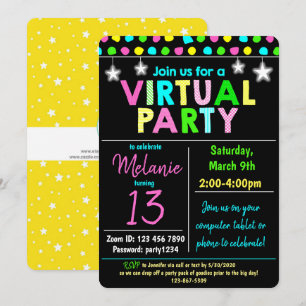 Invitación Diseño de fiesta de cumpleaños virtual