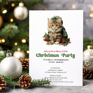 Invitación Diseño de fiesta de gato de Navidad retro atempora