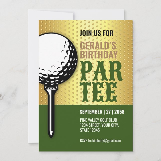Invitación Diseño de fiesta de golf minimalista (Anverso)