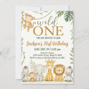 Invitación Diseño de Fiestas de animales salvajes para niños