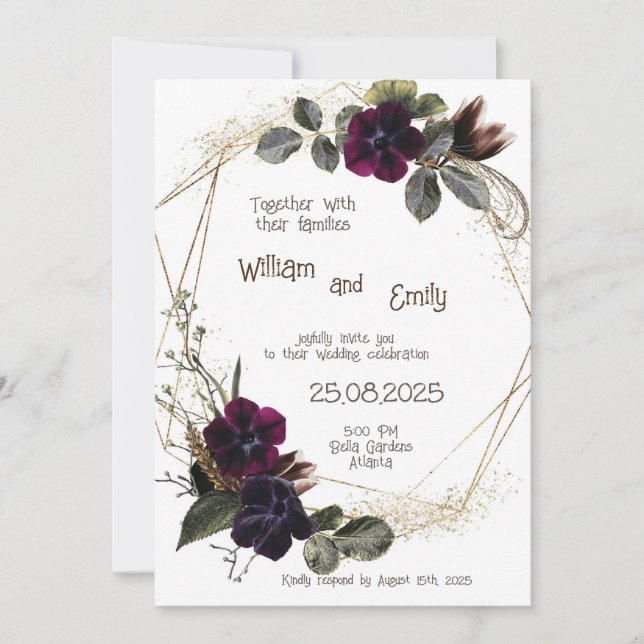 Invitación Diseño de flores (Anverso)