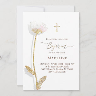 Invitación diseño de flores Bautizo