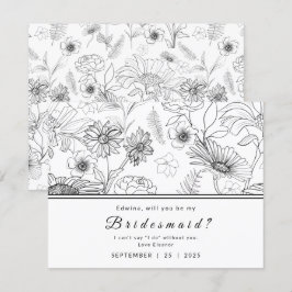 Invitación Diseño de flores de margarita en blanco y negro Sé
