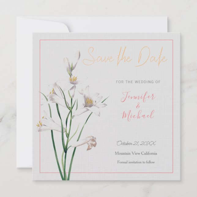 Invitación Diseño de flores profesionales boda Guardar fecha (Anverso)