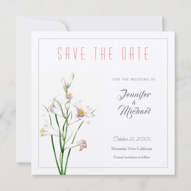 Invitación Diseño de flores profesionales boda Guardar fecha (Anverso)
