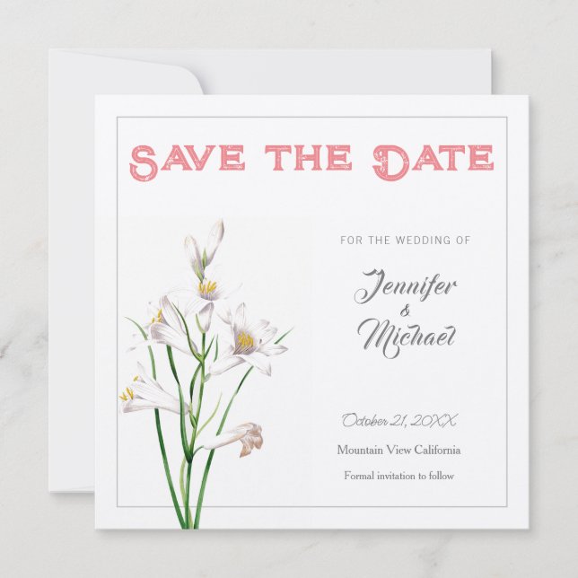 Invitación Diseño de flores profesionales boda Guardar fecha (Anverso)