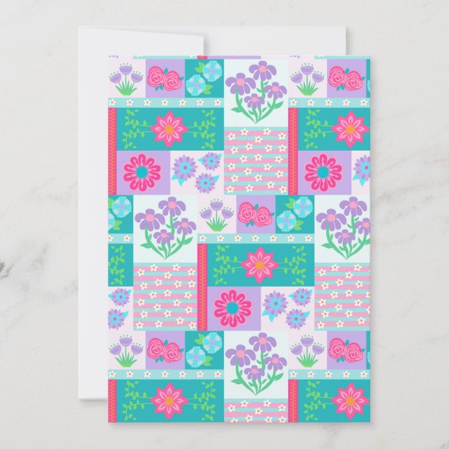 Invitación Diseño de flores vibrantes en flor (Anverso)
