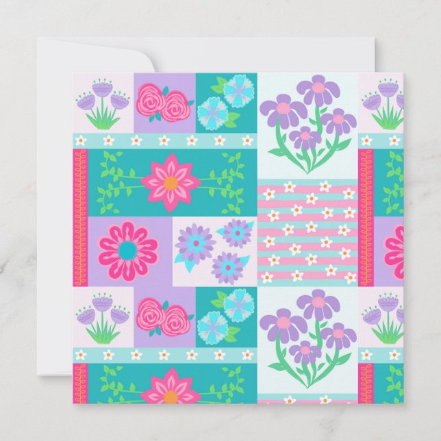 Invitación Diseño de flores vibrantes en flor (Anverso)