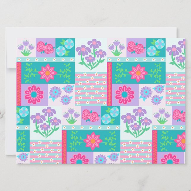 Invitación Diseño de flores vibrantes en flor (Anverso)
