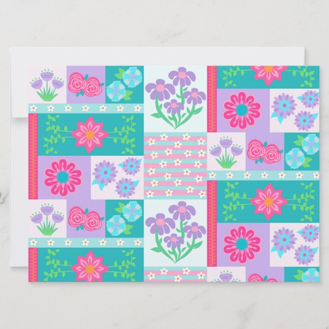 Invitación Diseño de flores vibrantes en flor (Anverso)