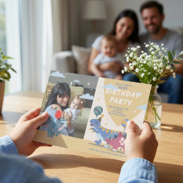 Invitación Diseño de Fotos para Fiesta de Dinosaurios para Ni