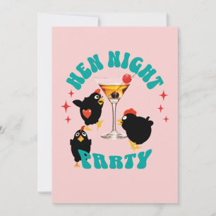 Invitación Diseño de gallinas divertidas para fiesta de solte