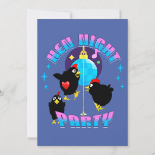Invitación Diseño de gallinas divertidas para fiesta de solte