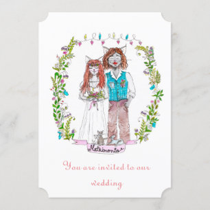 Invitación diseño de gatos bodas