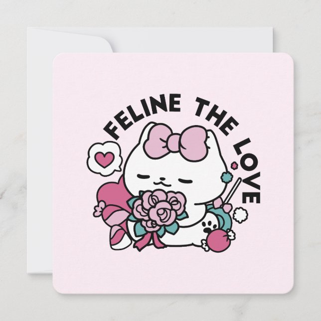 Invitación Diseño de gatos de San Valentín lindo - Pelear por (Anverso)