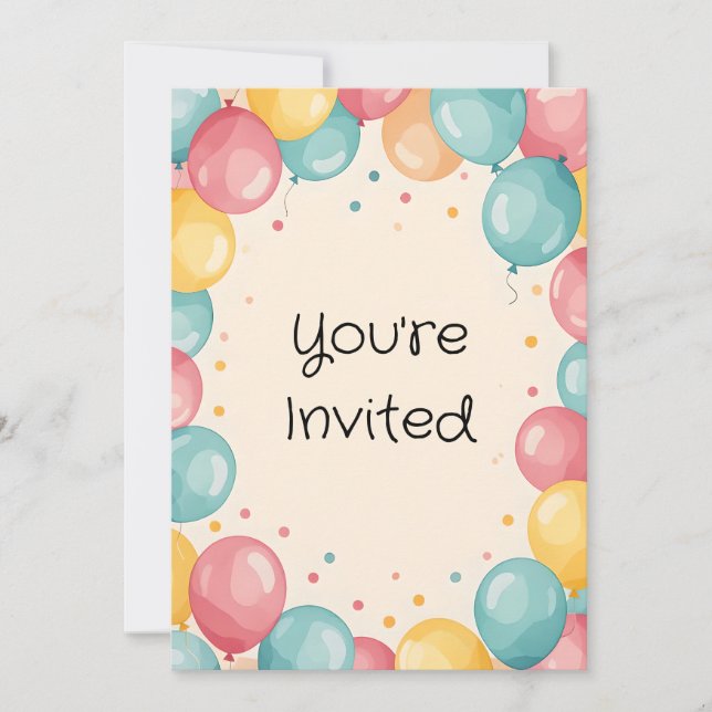 Invitación Diseño de globo de cumpleaños 1 bebé (Anverso)