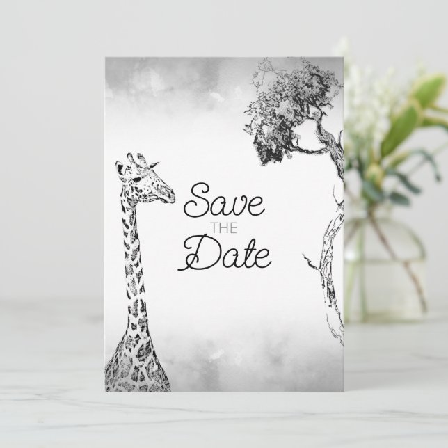 Invitación Diseño de guardar la fecha de boda safari (Anverso de pie)