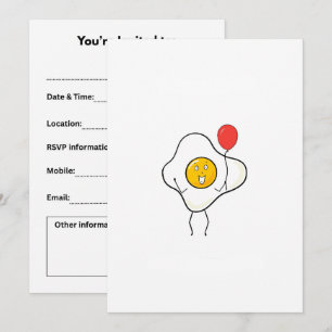 Invitación Diseño de huevo con globo, personaliza, personaliz