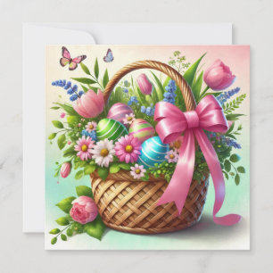 Invitación Diseño de impresión de cestas de pascua feliz