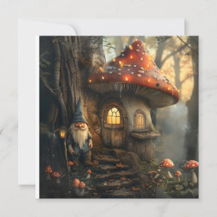 Invitación Diseño de la casa de Gnome y champiñones