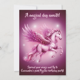 Invitación Diseño de la fantasía de Birday Pink Pegasus