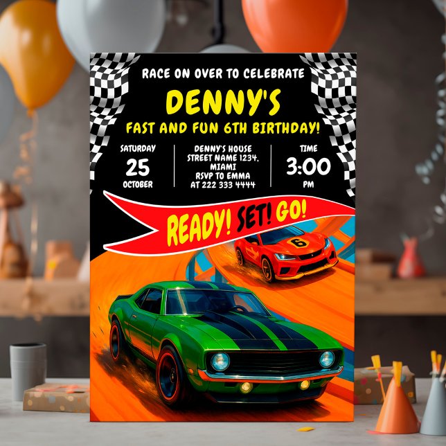 Invitación Diseño de la fiesta de cumpleaños del coche de car (Subido por el creador)