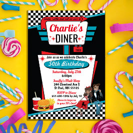 Invitación Diseño de la fiesta de cumpleaños Diner Retro de l