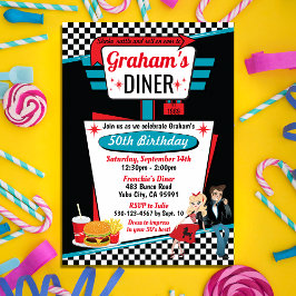 Invitación Diseño de la fiesta de cumpleaños Diner Retro de l