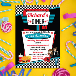 Invitación Diseño de la fiesta de cumpleaños Diner Retro de l
