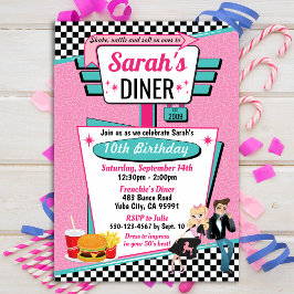 Invitación Diseño de la fiesta de cumpleaños Diner Retro de l