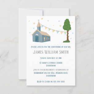 Invitación Diseño de la Iglesia Azul para el bautismo o la cr